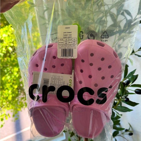 Pink Classic Crocs Clogs Shoes, Tweed Rose, Women’s 9 - Picture 5 of 5